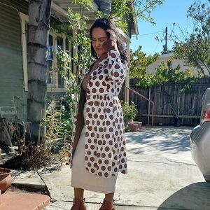Betsey Johnson Brown Polka Dot Trench Coat